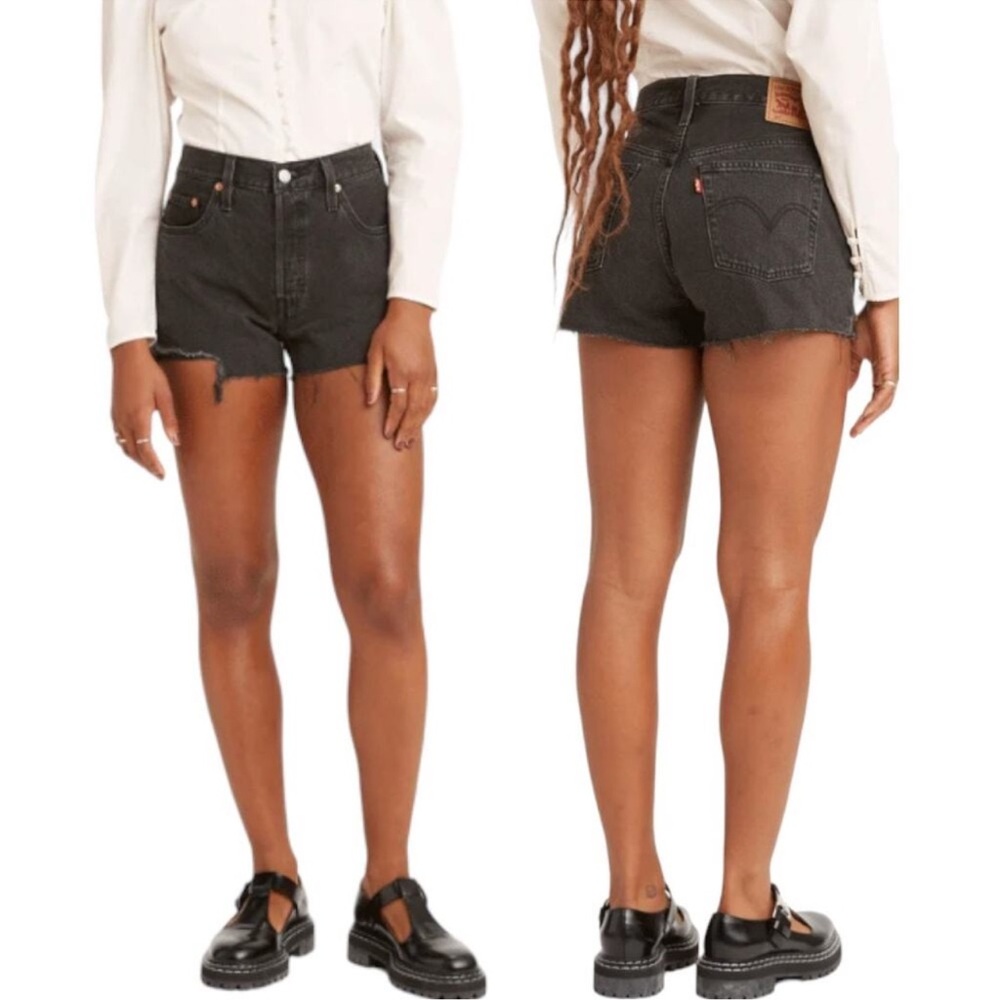 Levi’s 501 Original Fit Lunar Wash Black Cutoff Denim High Waisted Shorts